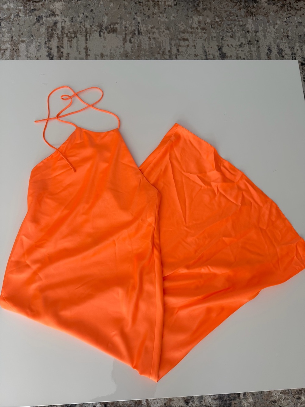 ASOS Neon Orange Satin Halter Maxi Dress